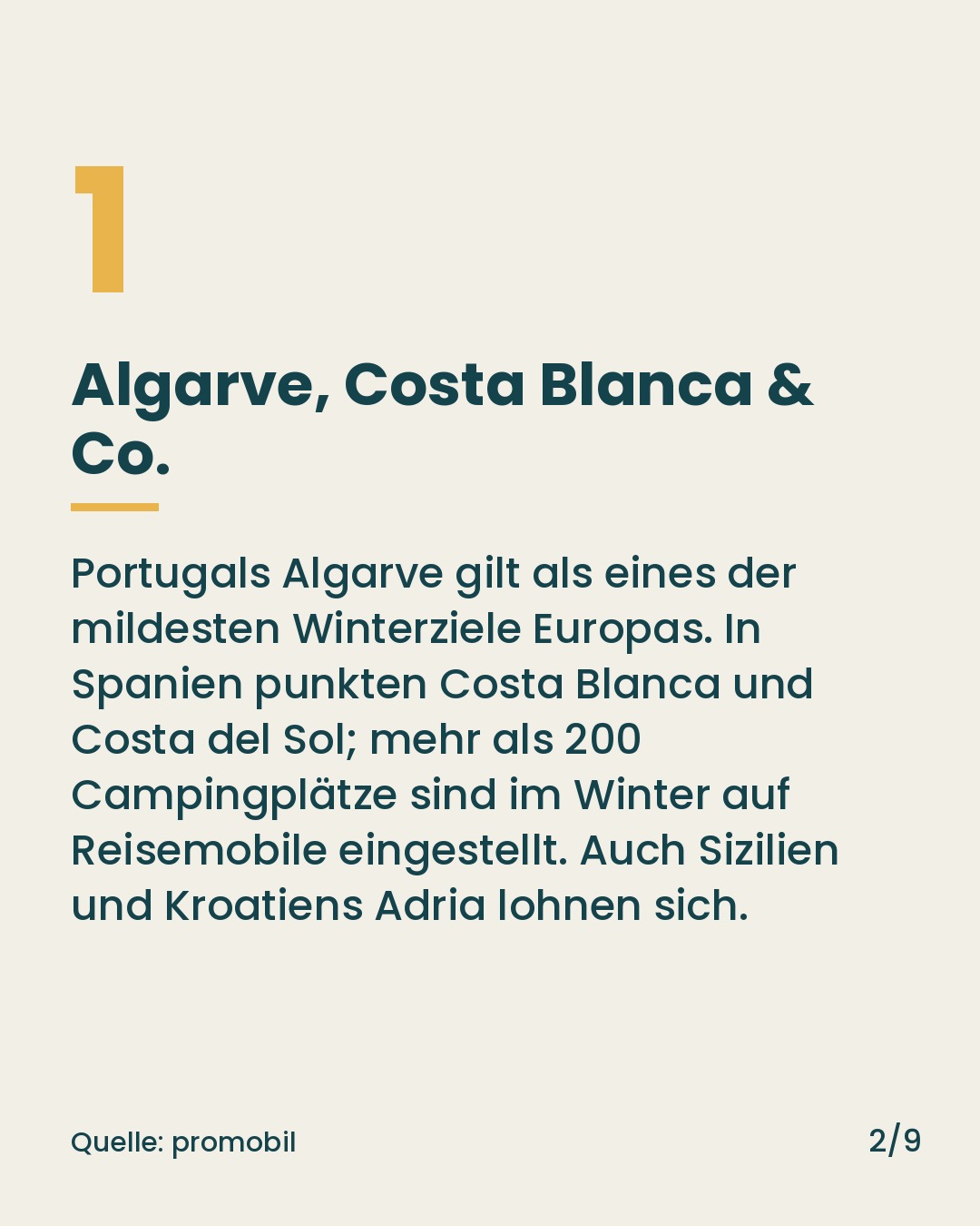 Folie 2 von 9: Algarve, Costa Blanca & Co.