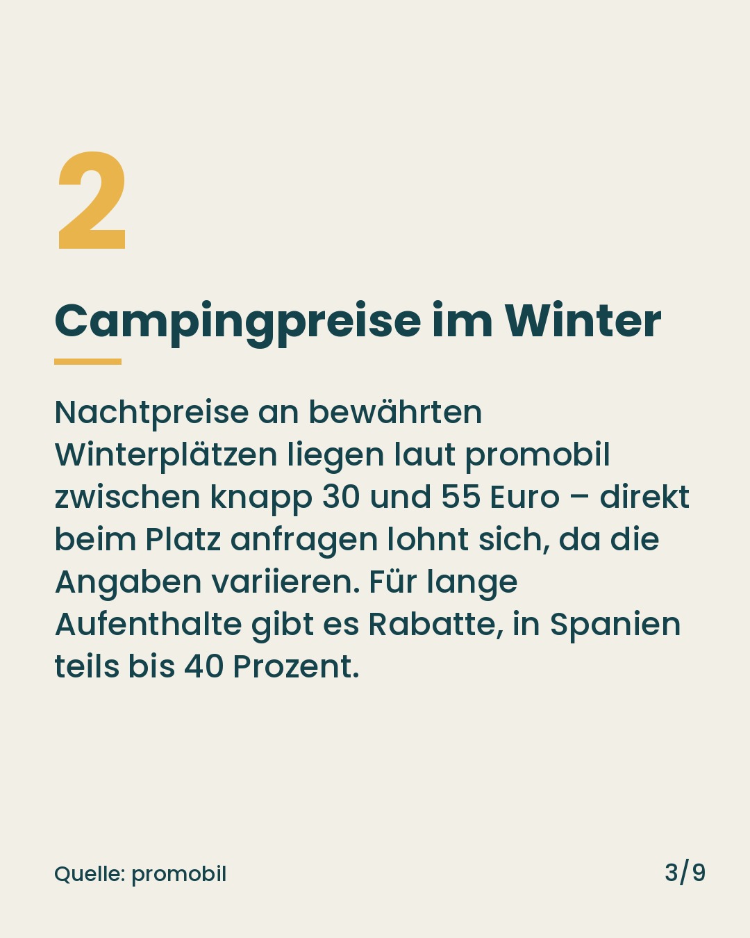 Folie 3 von 9: Campingpreise im Winter