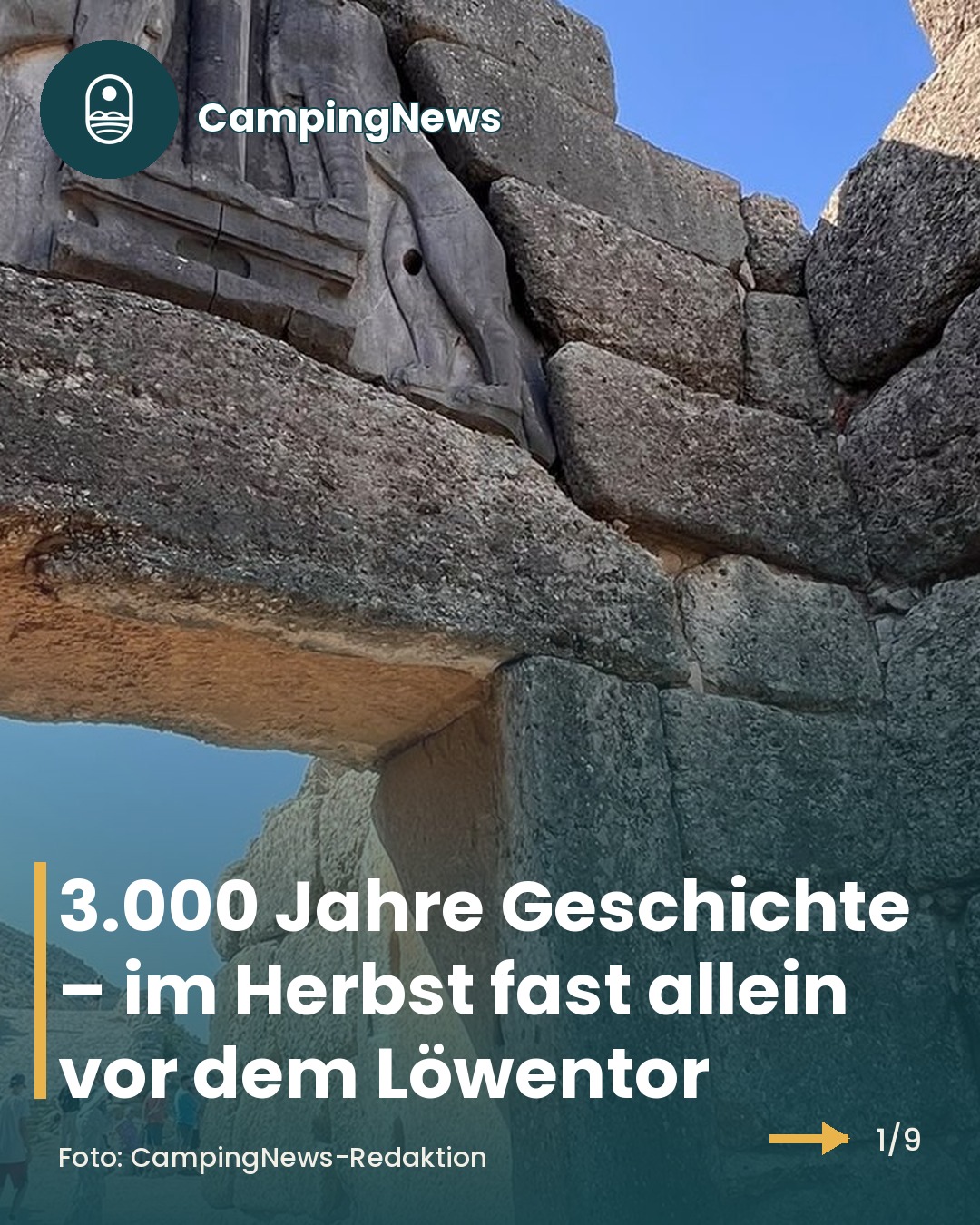 Folie 1 von 9: Titelfolie: 3.000 Jahre Geschichte – im Herbst fast allein vor dem Löwentor