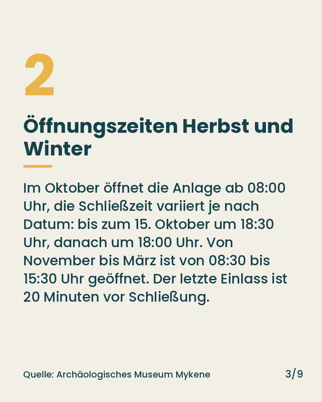 Folie 3 von 9: Öffnungszeiten Herbst und Winter