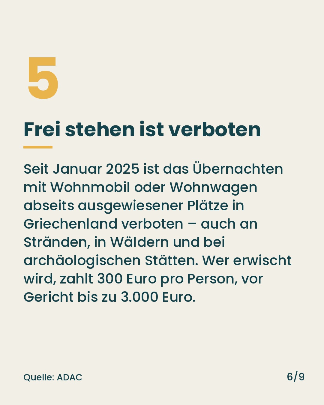Folie 6 von 9: Frei stehen ist verboten